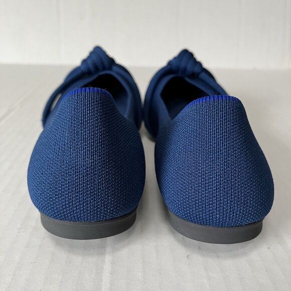 Rothy's The Knot Point II Ocean Blue Pointed Toe Knit Flats Knotted Bow Size 9.5 - Picture 10 of 16